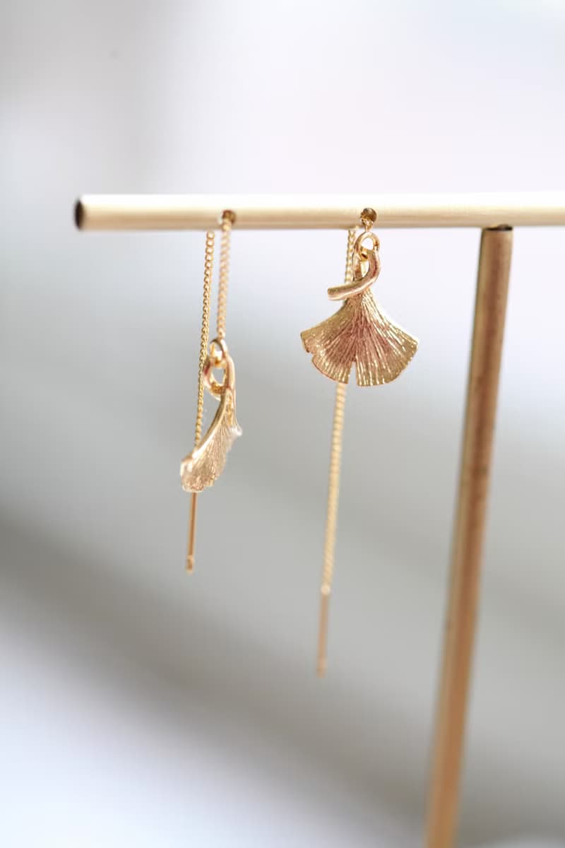 銀杏耳線耳環│Ginkgo 秋天 葉子