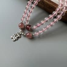 星光粉晶、草莓晶、S925純銀。免運。原創手鍊。