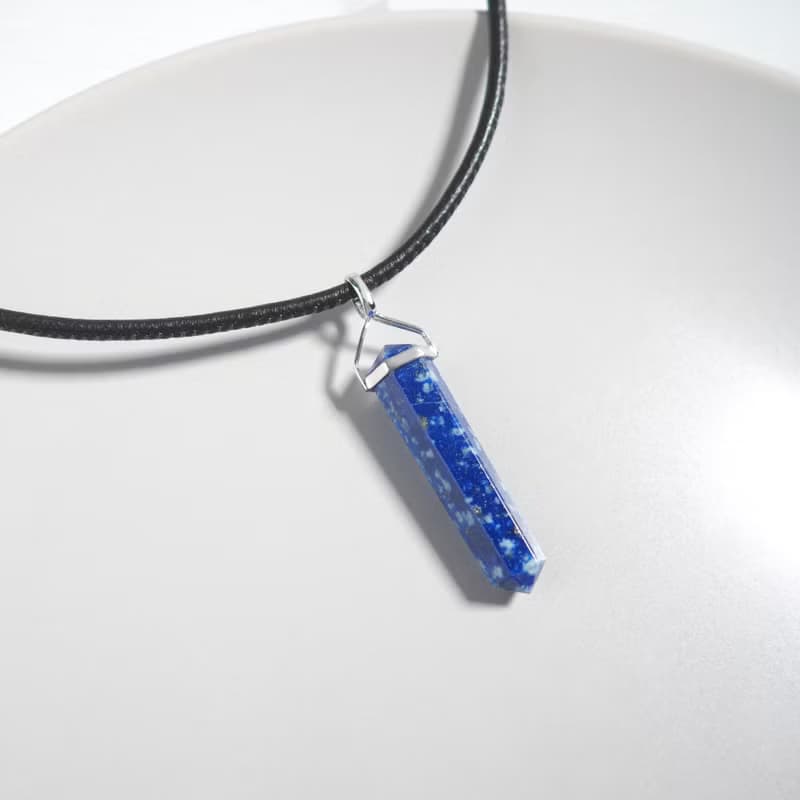 祈願 | 青金石 晶柱靈擺 項鍊 (附贈銀鍊或皮繩) 靈性能量 靈感