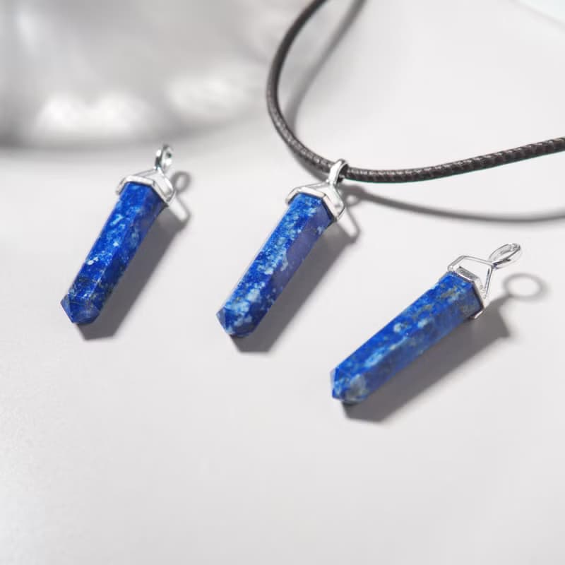 祈願 | 青金石 晶柱靈擺 項鍊 (附贈銀鍊或皮繩) 靈性能量 靈感