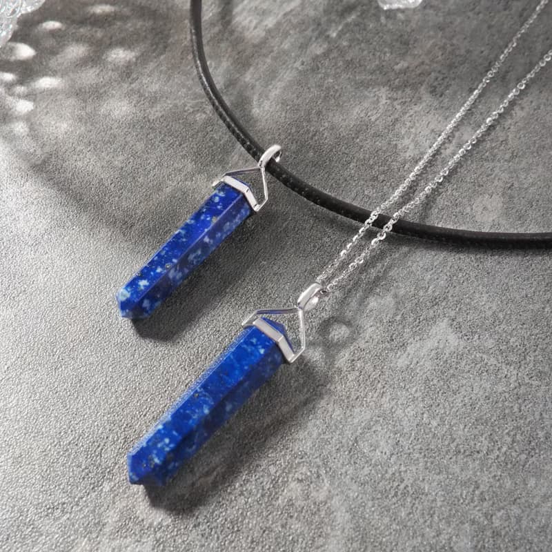 祈願 | 青金石 晶柱靈擺 項鍊 (附贈銀鍊或皮繩) 靈性能量 靈感