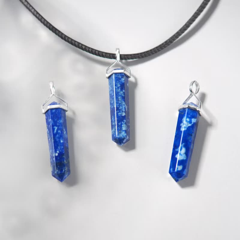 祈願 | 青金石 晶柱靈擺 項鍊 (附贈銀鍊或皮繩) 靈性能量 靈感