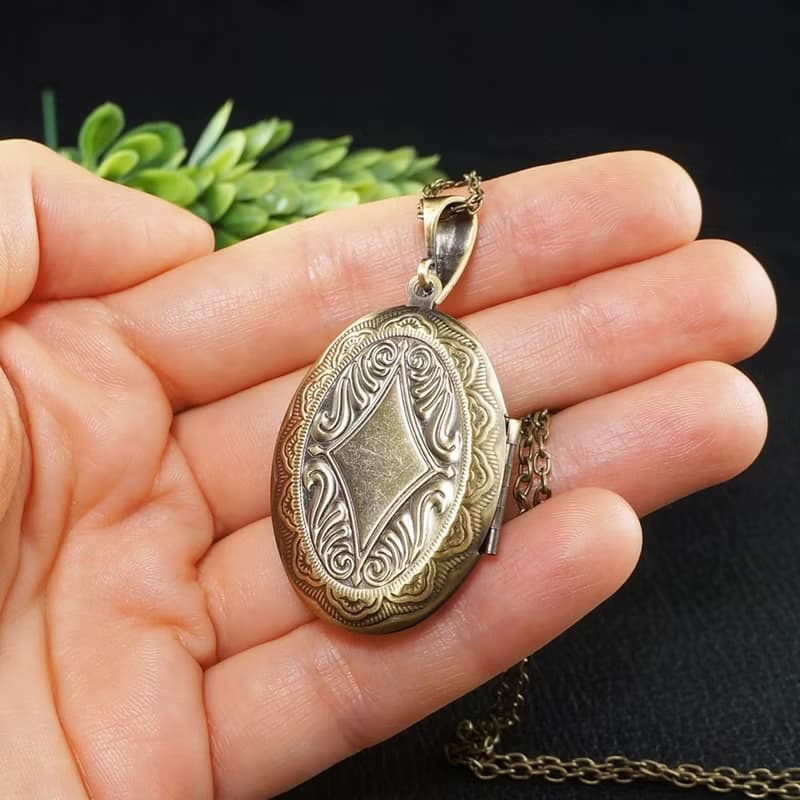 Green Aventurine Photo Locket Mint Sage Green Stone Pendant Necklace Jewelry