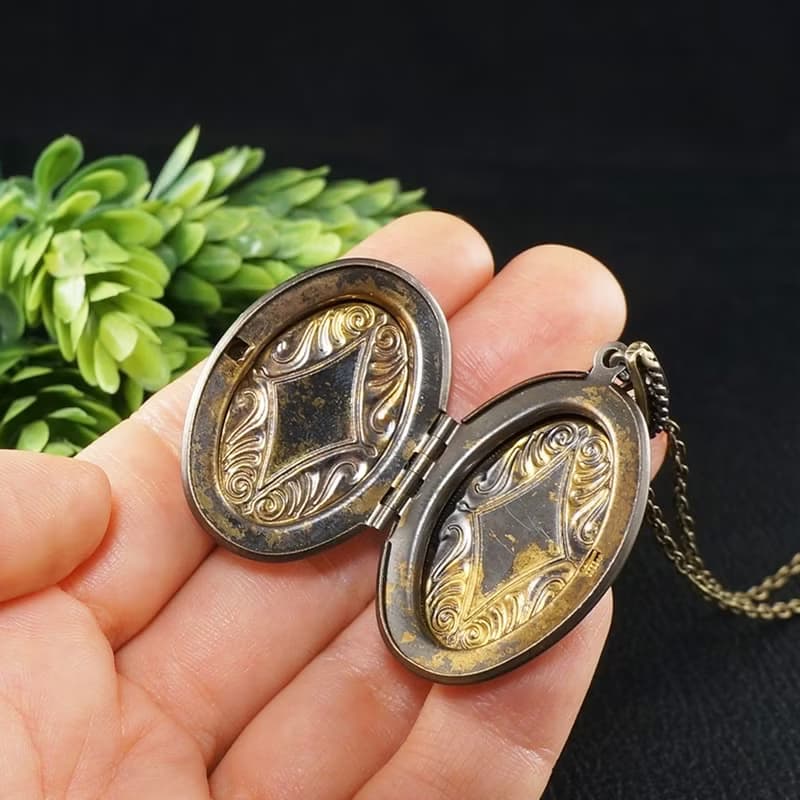 Green Aventurine Photo Locket Mint Sage Green Stone Pendant Necklace Jewelry