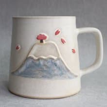 春天有樹版 富士山  耳掛咖啡陶杯