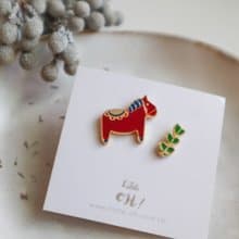xmas北歐森林 遇見達拉馬 Swedish Dalahäst 夾式耳環 新年禮物