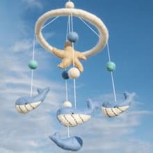 彌月禮物 手工羊毛氈吊飾/Boho嬰兒床吊飾/童房掛飾-海星鯨魚海洋