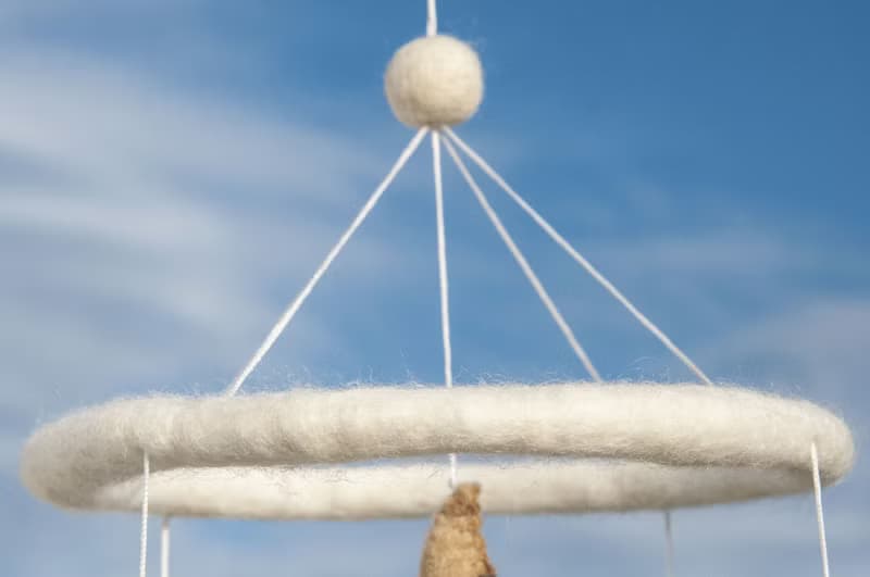 彌月禮物 手工羊毛氈吊飾/Boho嬰兒床吊飾/童房掛飾-海星鯨魚海洋