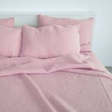 Sakura pink linen sheet set / Flat+fitted sheet+2 pillowcases / Pink bedding