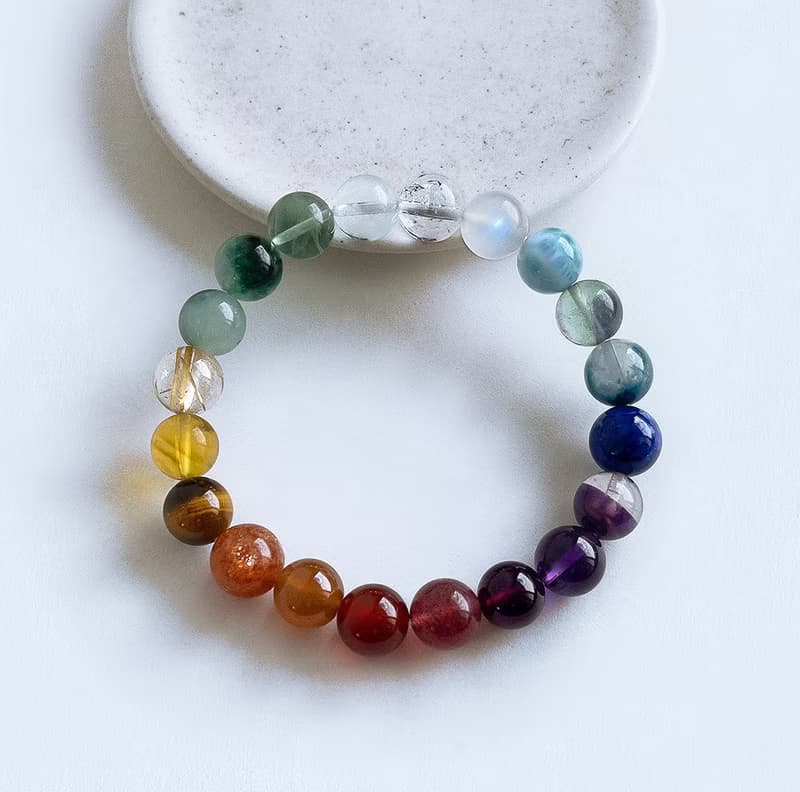 寶石系 天然礦石 七脈輪 多寶 17 cm 手圍 手珠