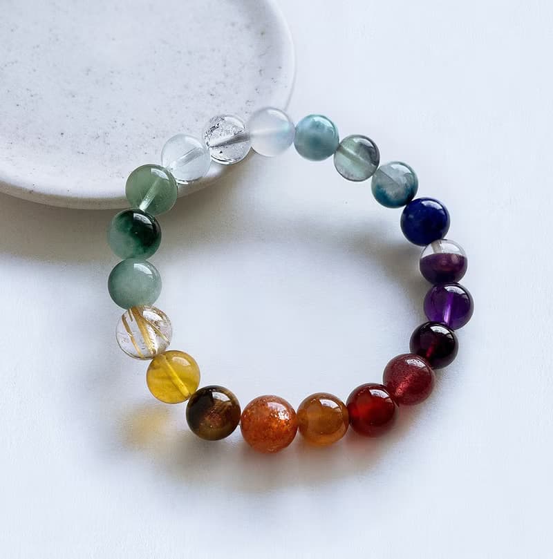 寶石系 天然礦石 七脈輪 多寶 17 cm 手圍 手珠