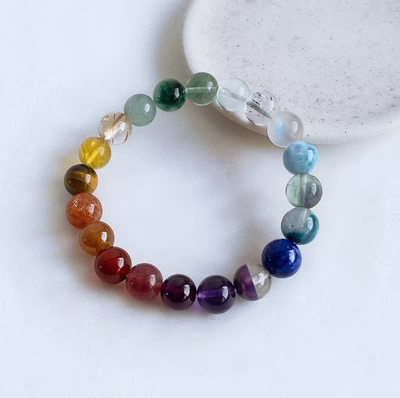 寶石系 天然礦石 七脈輪 多寶 17 cm 手圍 手珠
