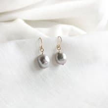 K14gf Baroque Gray Pearl Earrings