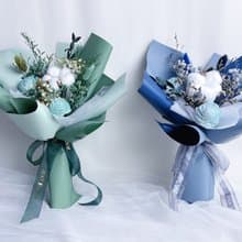 藍芯花藝 小資心意棉花花束 畢業季 情人節 母親節 送禮 乾燥花