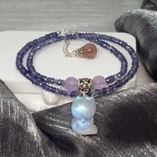 手鍊 堇青石 月光石 狐狸 紫水晶 草莓水晶 925銀飾 手珠 寶石