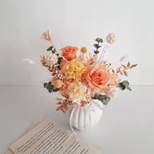 永生康乃馨 玫瑰+乾燥花∣午後微風∣橘黃色 開幕 升遷 生日