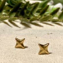 老林雜貨 | 黃銅星芒小耳環 (針式 / 夾式)