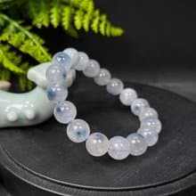 玉化藍線海膽圓珠手釧 藍絨藍發水晶手環 耐性理解溝通 助事業運
