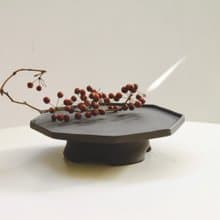 【日常陶器】黑陶八角高腳盤/高腳壺承/置物盤