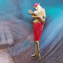 Vintage Jewelry 西洋古董飾品 抱花束的女人 別針