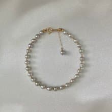 【新入庫】日本直送 巴洛克珍珠 真珠手鍊 18k金 天然灰