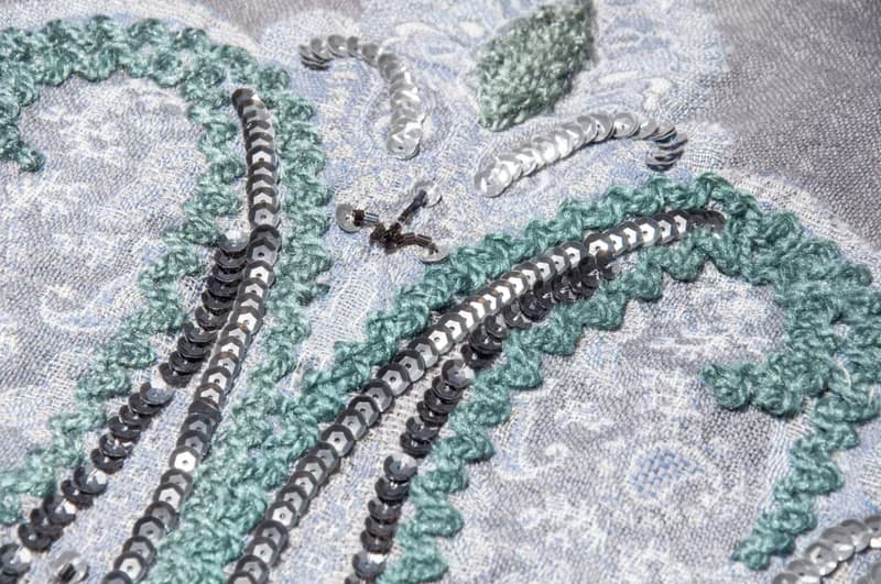 喀什米爾Cashmere/水煮羊毛披肩/針織圍巾/刺繡圍巾/羊絨披巾-花