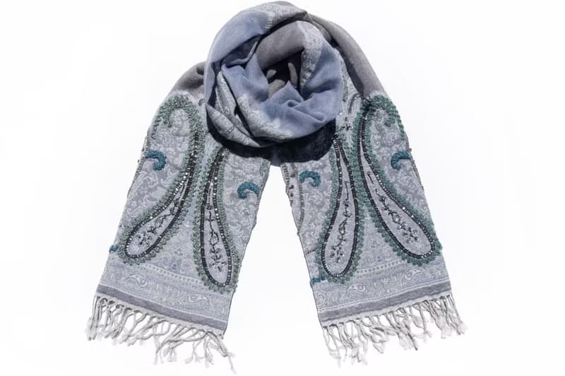 喀什米爾Cashmere/水煮羊毛披肩/針織圍巾/刺繡圍巾/羊絨披巾-花