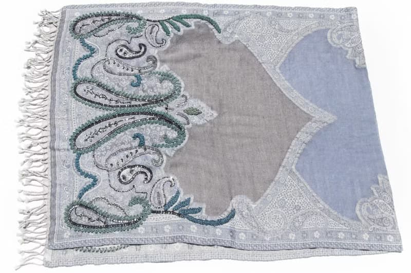 喀什米爾Cashmere/水煮羊毛披肩/針織圍巾/刺繡圍巾/羊絨披巾-花