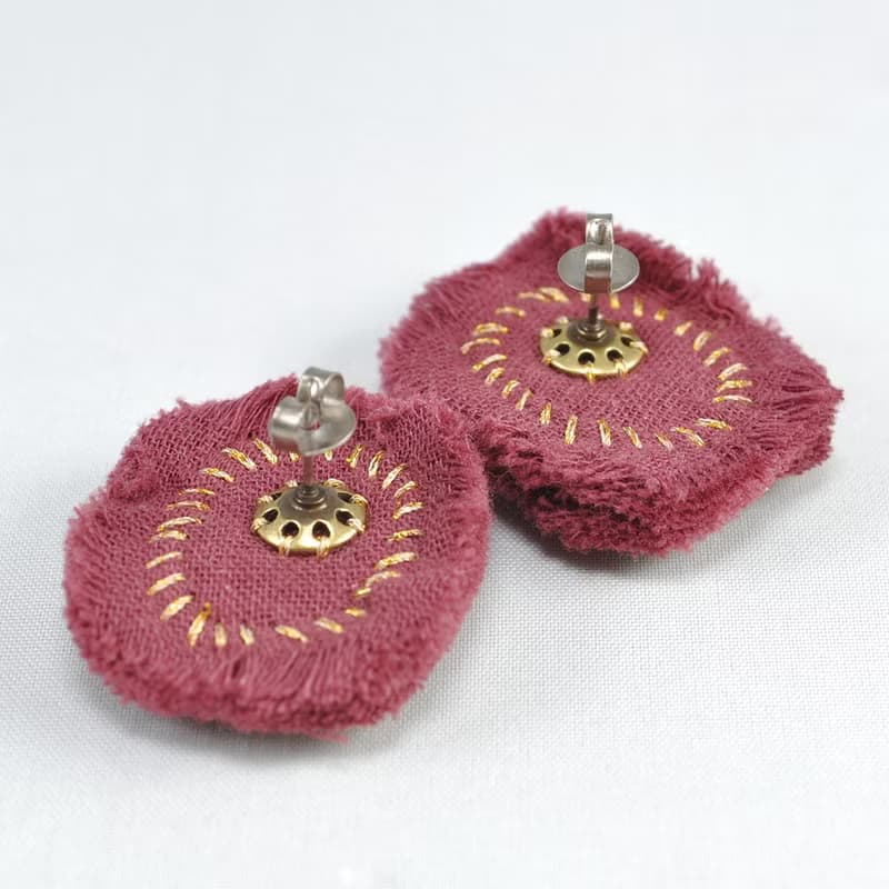 耳環 gauze and beads earrings, flower earrings,statement earrings red 5