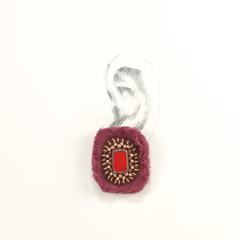 耳環 gauze and beads earrings, flower earrings,statement earrings red 5