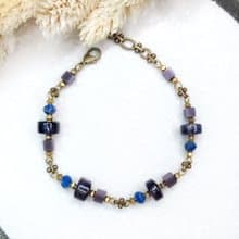 VIIART 。菖蒲。紫水晶貓眼石青金石黃銅手鍊