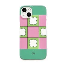 clover check hard phone case (deep pink)
