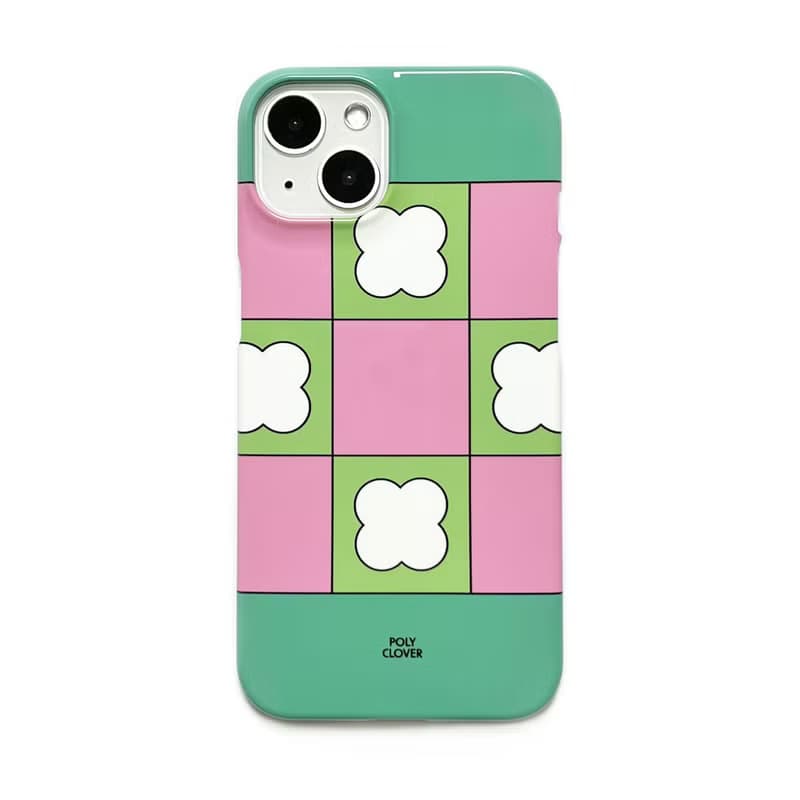 clover check hard phone case (deep pink)