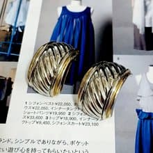 vintage jewelry  古董雙色柱紋格夾式耳環