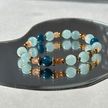 藍磷灰 海藍寶 彩髮晶 天然水晶手鍊 / 撫平情緒 增加自信