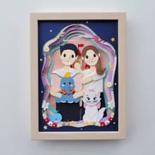 Layered custom papercut frame: couple theme.