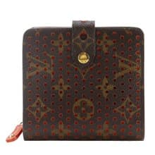 【日本直送】 LOUIS VUITTON コンパクトジップ 二つ折り財布 パンチング M95189 モノグラムペルフォ オレンジ MI0046 【中古】