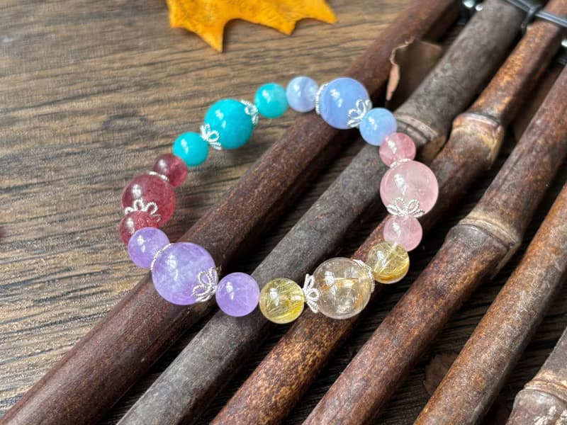 【霓裳】紫水晶 藍紋瑪瑙 粉水晶 天河石 金髮晶 草莓晶 純銀手鍊