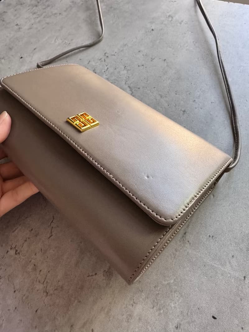 中古名牌 Givenchy 卡其色 真皮 小包 斜背包 腋下包
