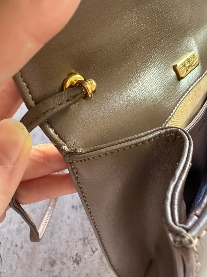 中古名牌 Givenchy 卡其色 真皮 小包 斜背包 腋下包