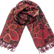 喀什米爾Cashmere/水煮羊毛披肩/針織圍巾/刺繡圍巾/羊絨披巾-花