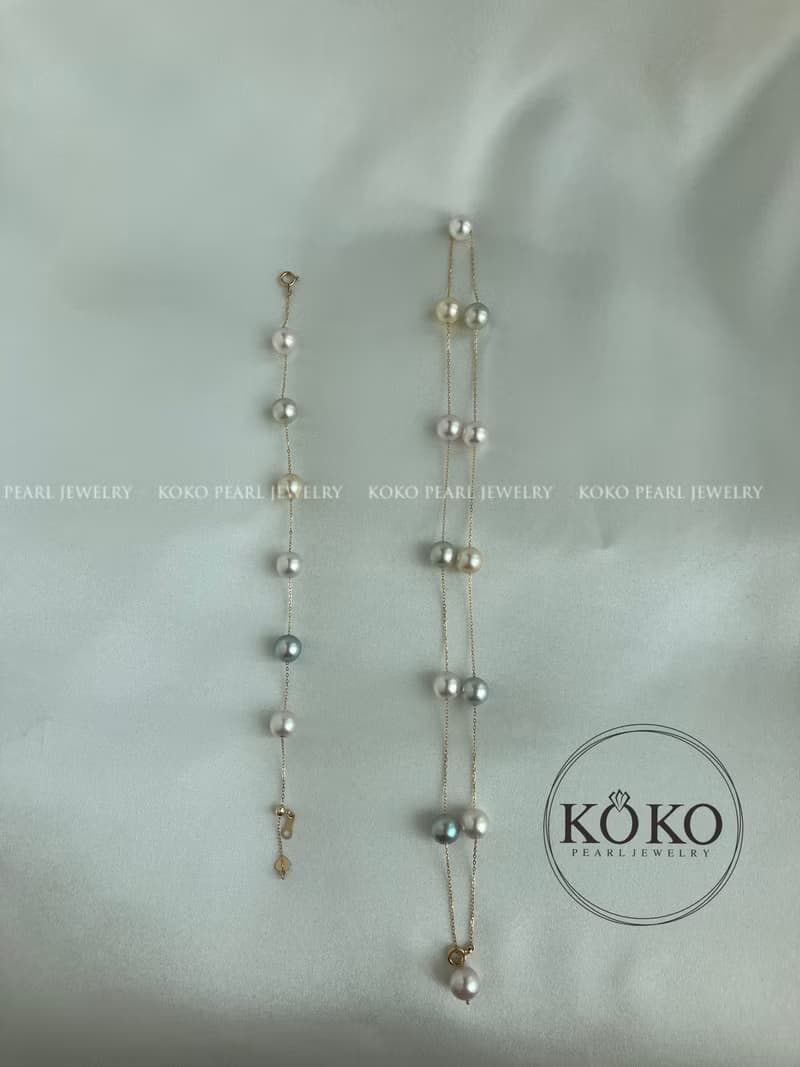日本製 akoya珍珠 天然糖果色 珍珠項鍊 珍珠手鏈 18k金項鍊