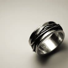 內凹編織線條銀戒指