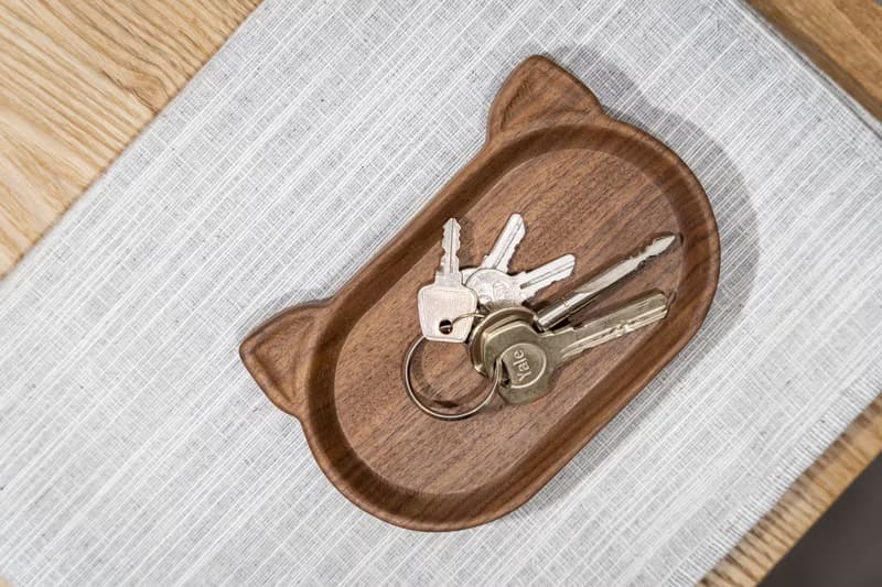 Islandoffer島嶼製作 黑胡桃木貓貓小橢圓碟