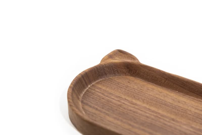 Islandoffer島嶼製作 黑胡桃木貓貓小橢圓碟