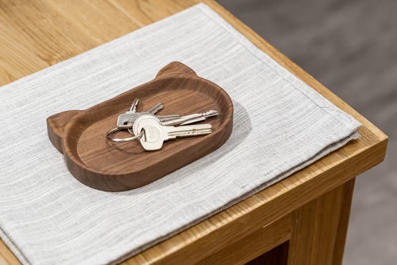 Islandoffer島嶼製作 黑胡桃木貓貓小橢圓碟