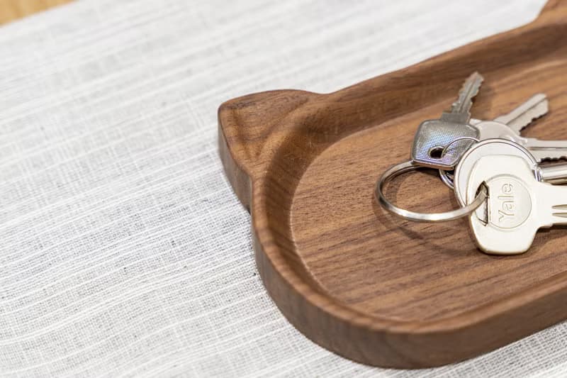 Islandoffer島嶼製作 黑胡桃木貓貓小橢圓碟