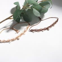 天然淡水珍珠波希米亞風蠟線編織手鍊