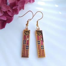 Vintage Jewelry 西洋古董飾品 景泰藍 幾何玫瑰 耳勾 針式耳環