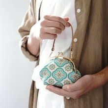 零錢包|京都奈設計台灣特色口金胖包-綠馨海棠|手挽包